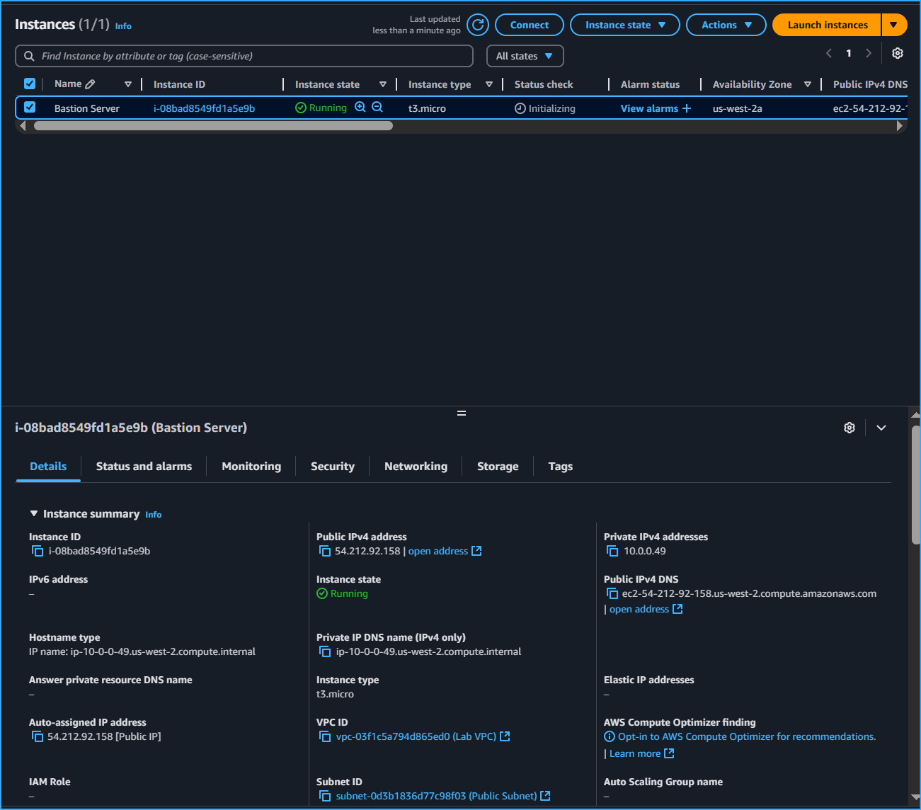 Bastion Server Running Finished Booting Will Now Be Launched In Public Subnet