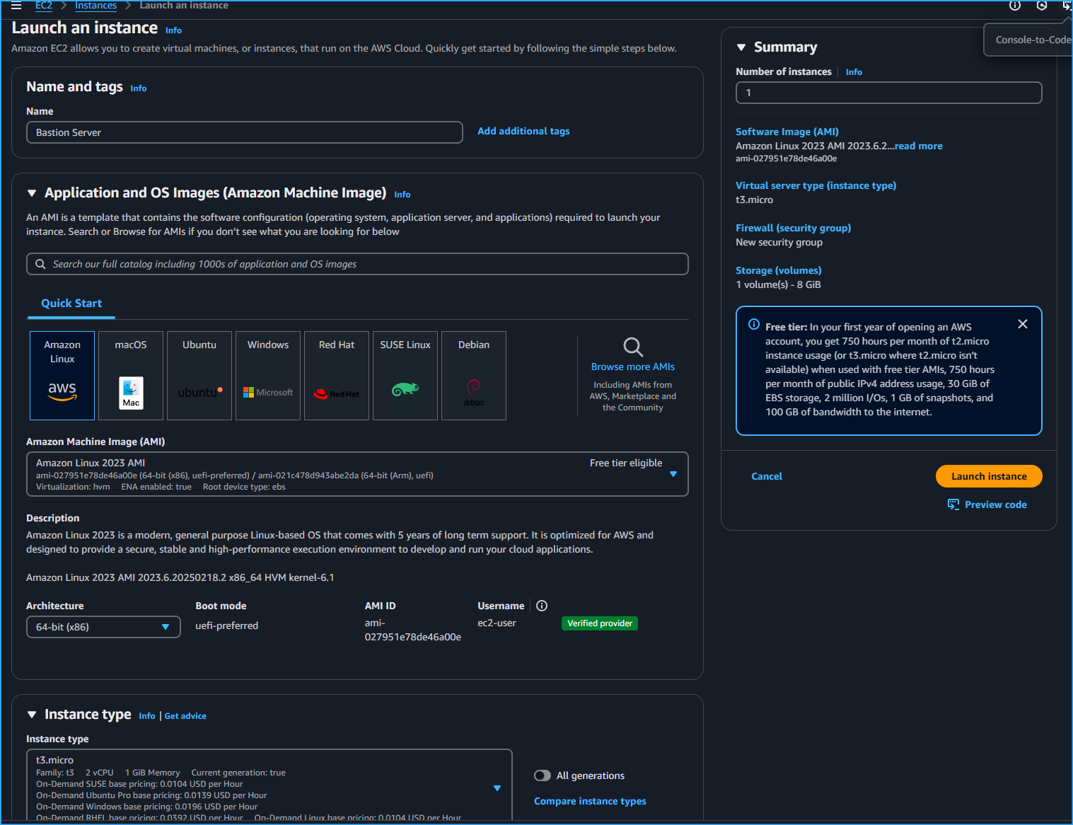 Configuring EC2 Instance Application And OS Images For Bastion Server