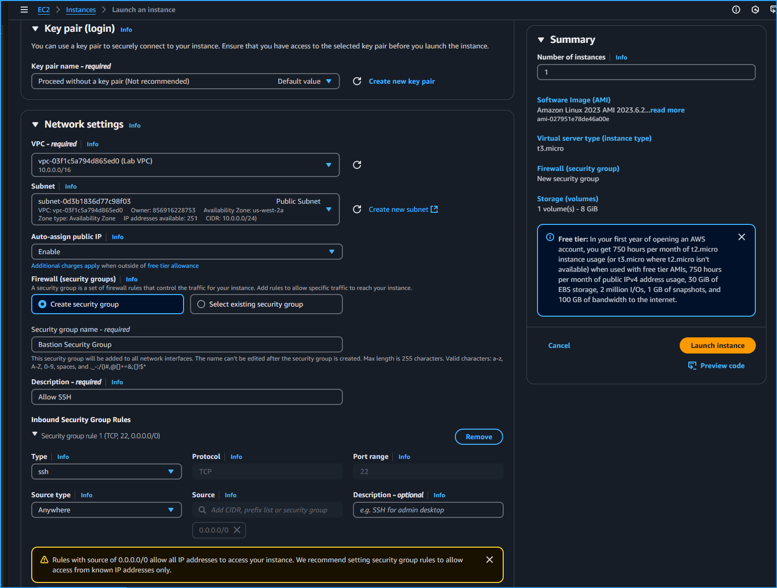 Configuring EC2 Instance Network Settings For Bastion Server
