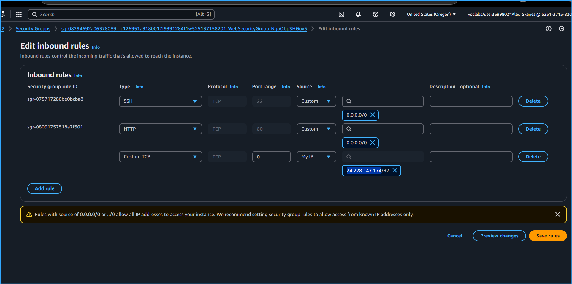Copied IP from CIDR block