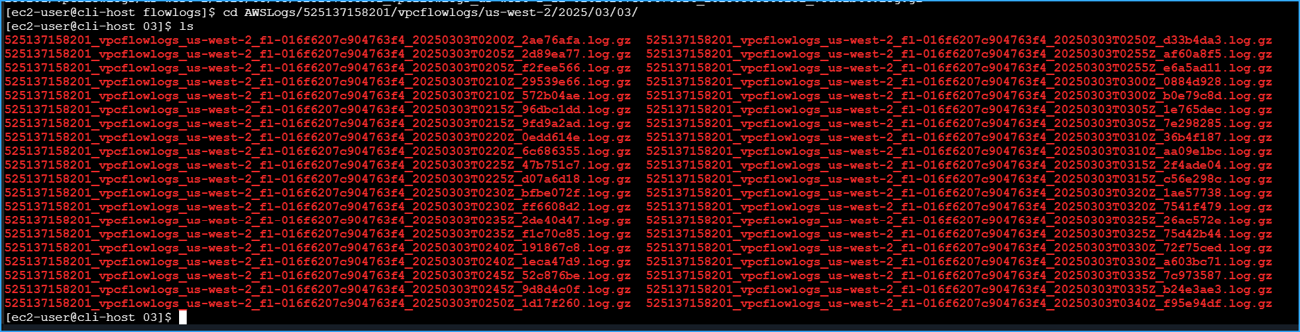 Listed downloaded log files
