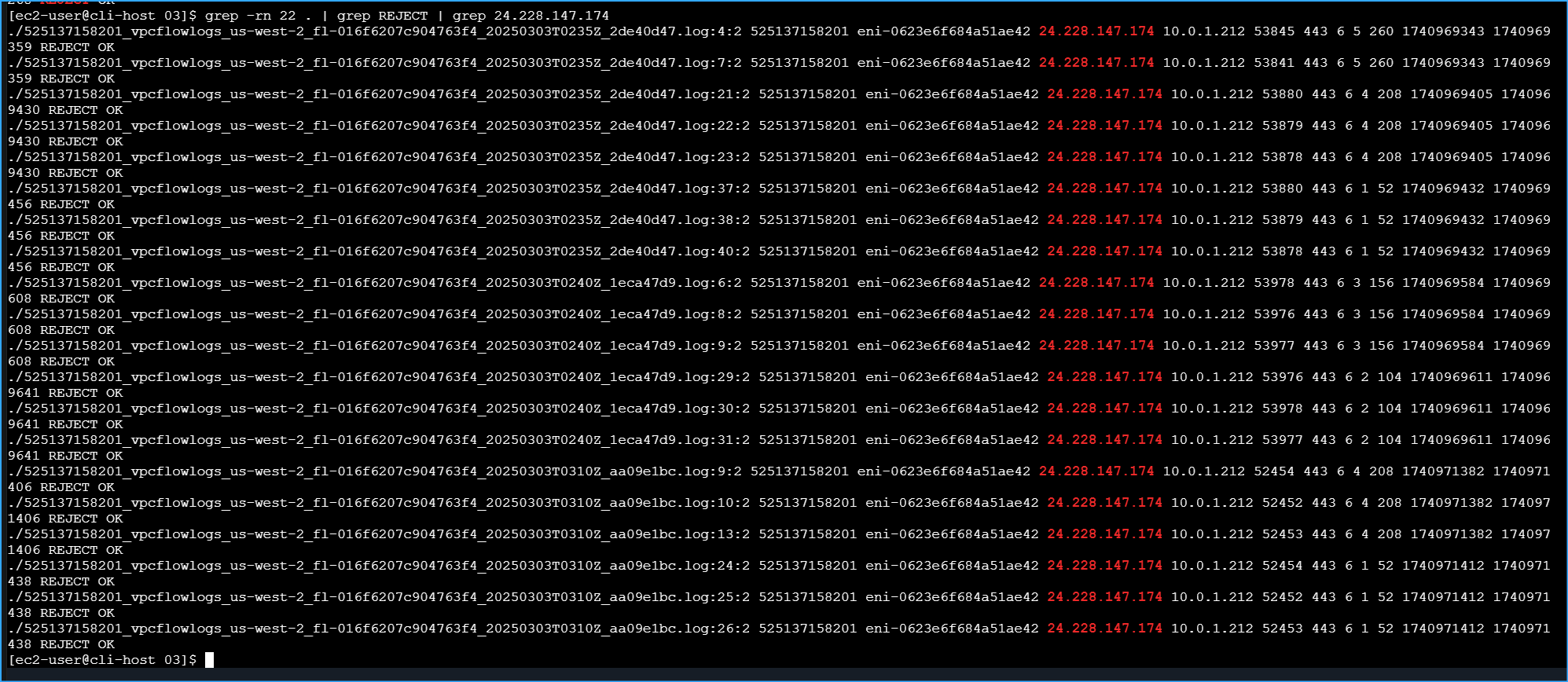 SSH attempt timestamps