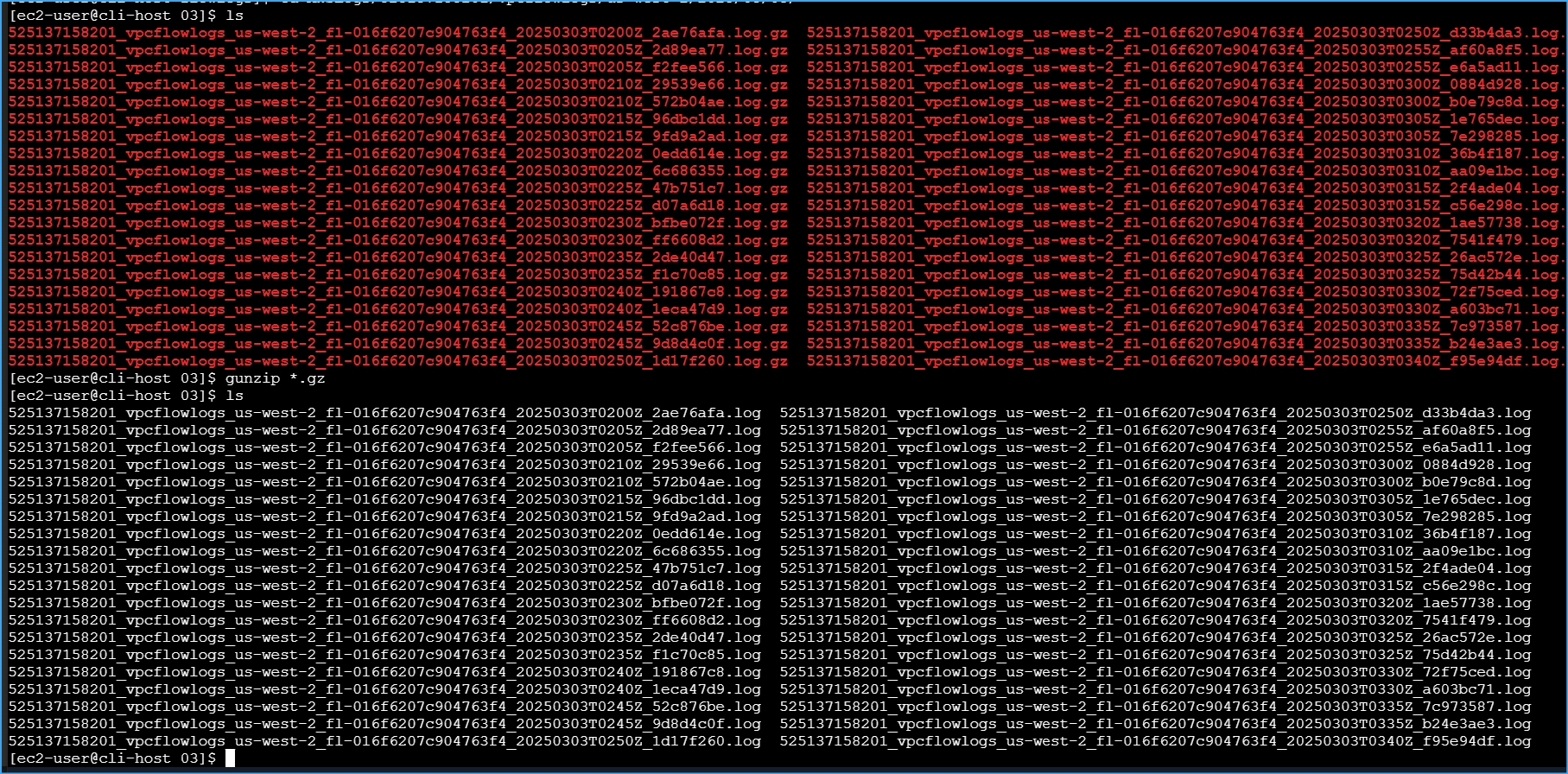 Unzipped and verified logs