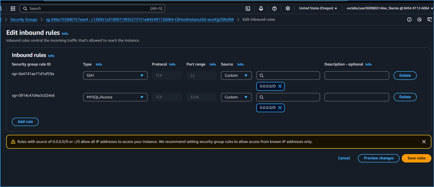 Added Port3306 To CLI Host Instance As Well When Troubleshooting