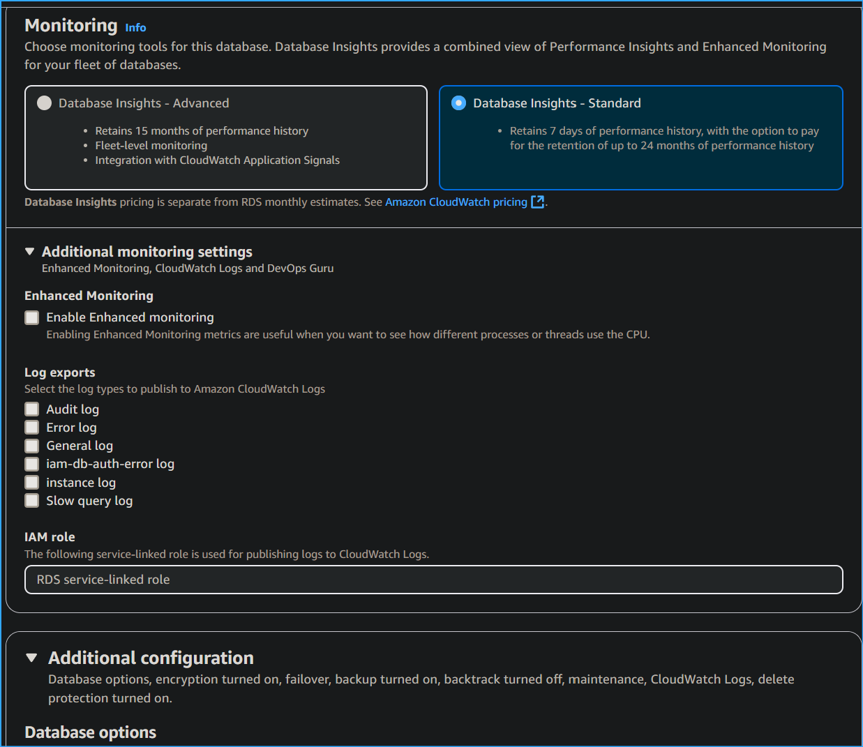 Configuring Aurora DB Seven