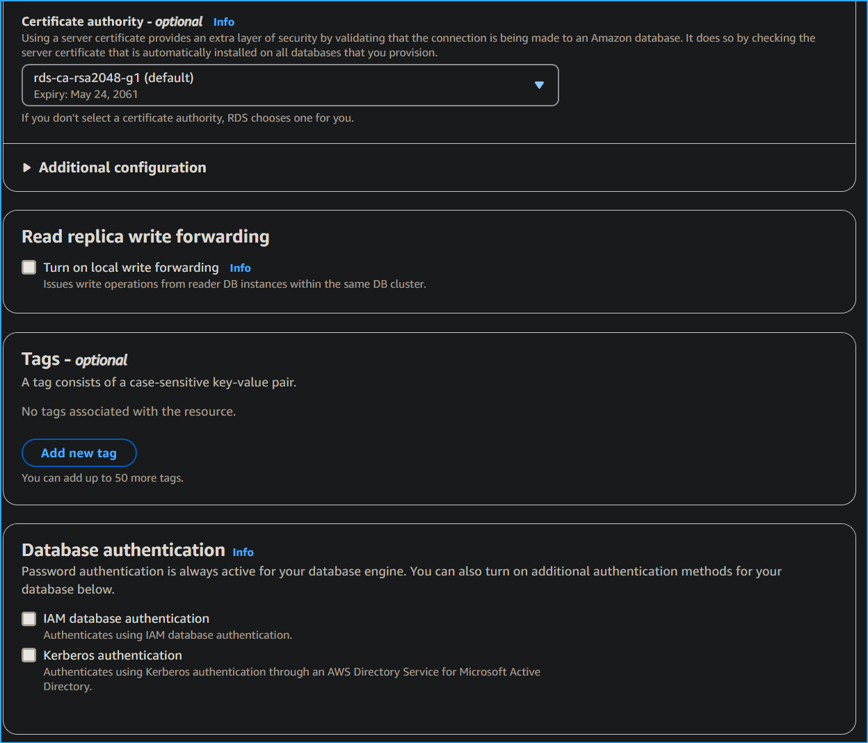 Configuring Aurora DB Six