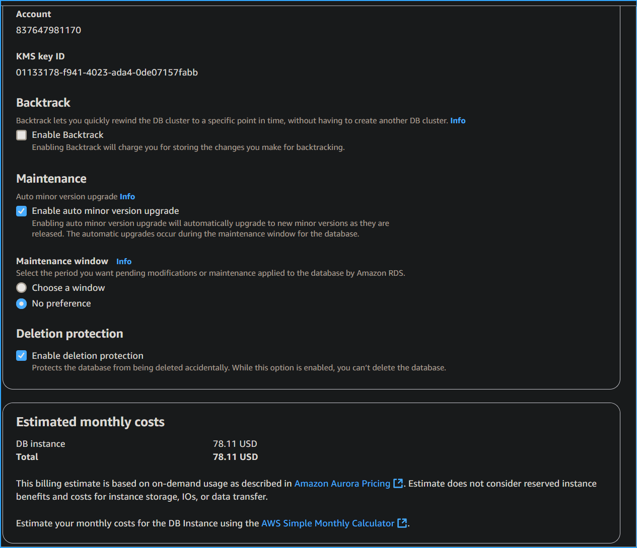 Configuring Aurora DB Ten