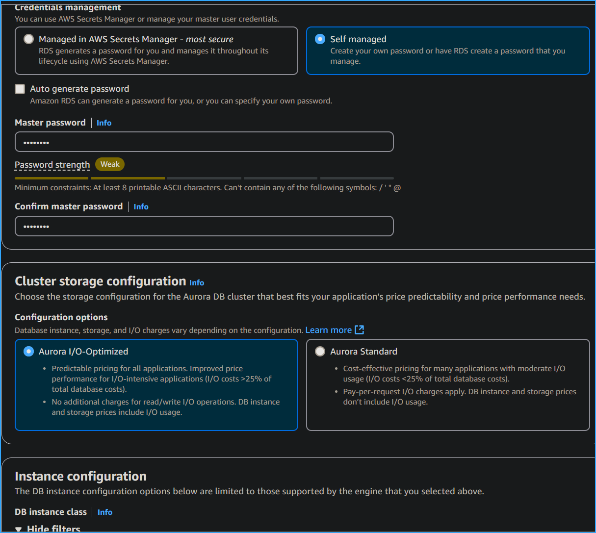 Configuring Aurora DB Three