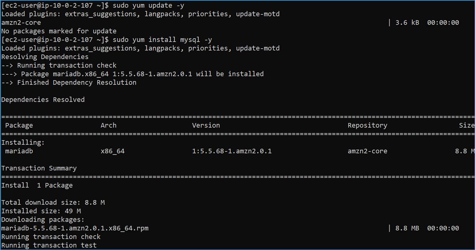 Installed MySQL Client