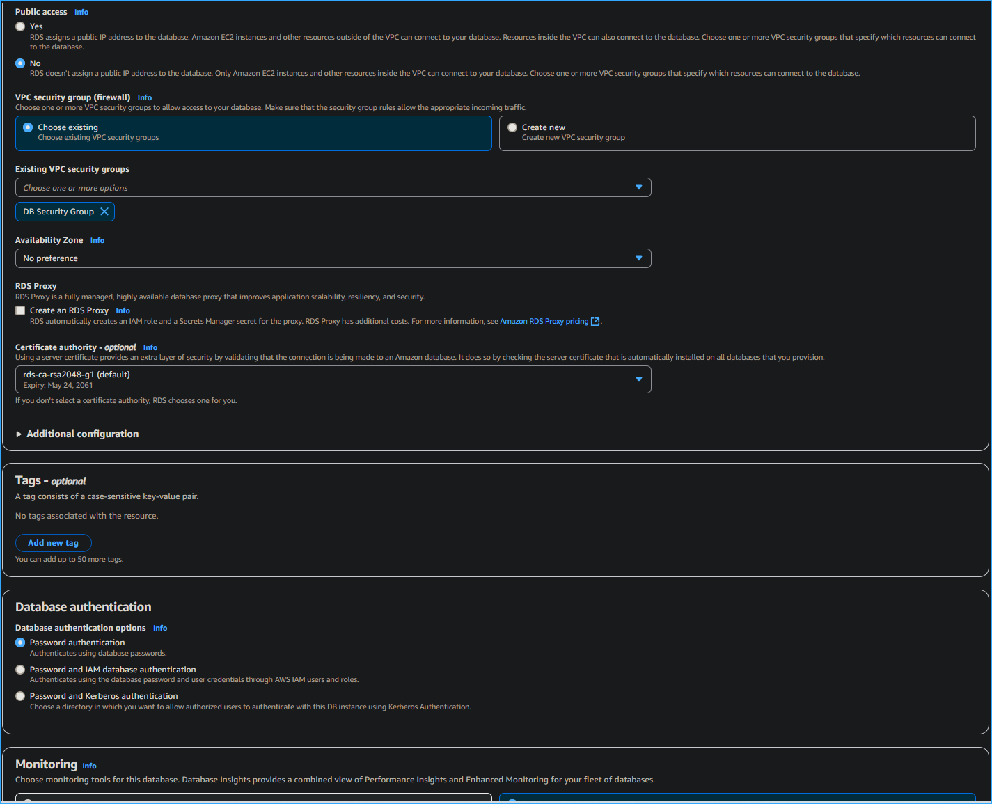 Configuring DB Four