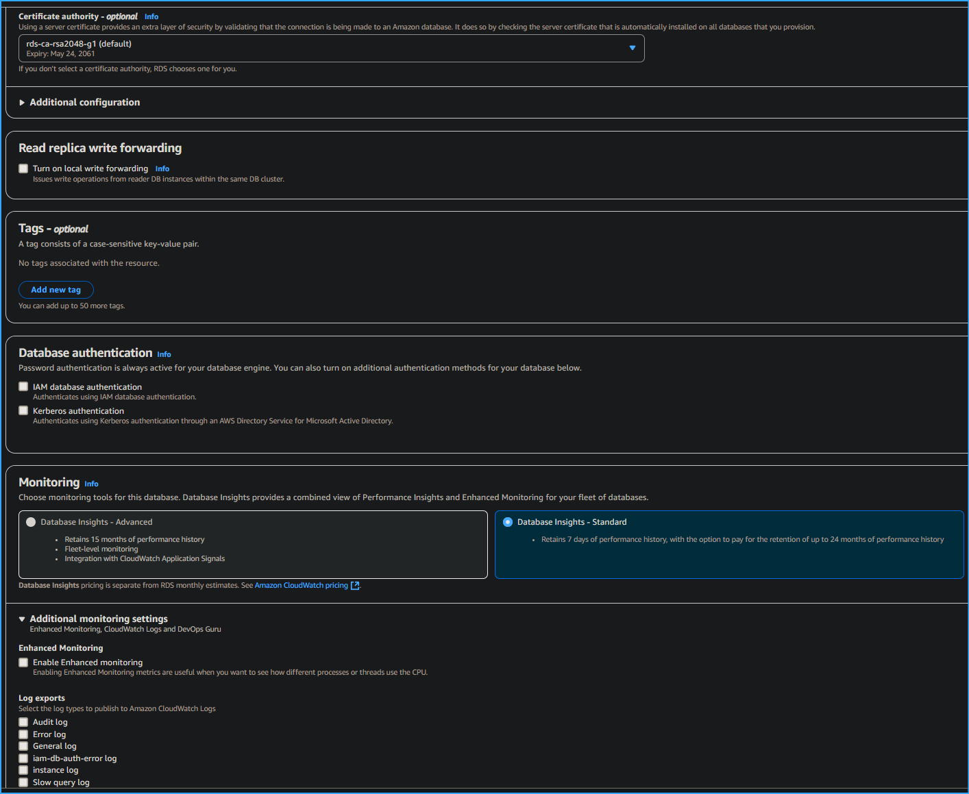 Configuring Aurora Database Four