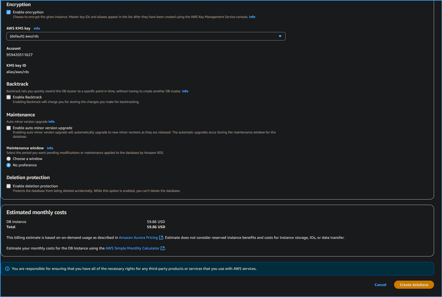 Configuring Aurora Database Six