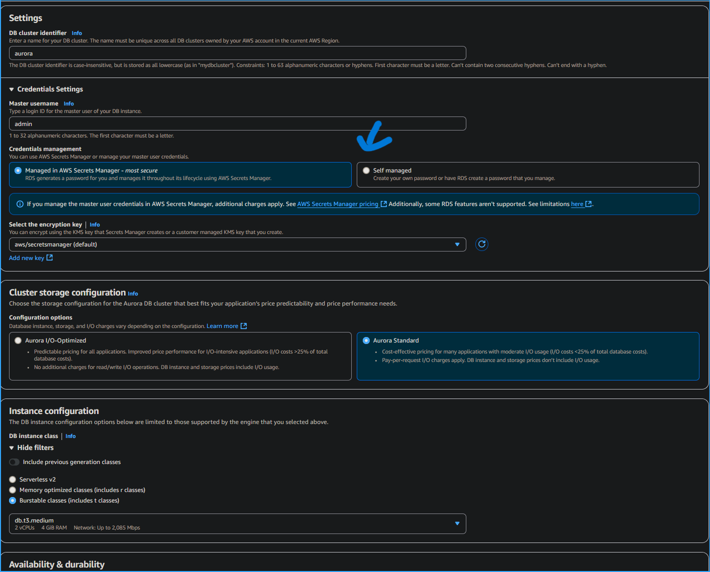 Configuring Aurora Database Two