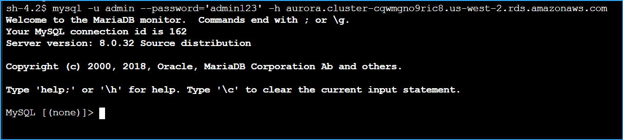 Connected to Aurora Database