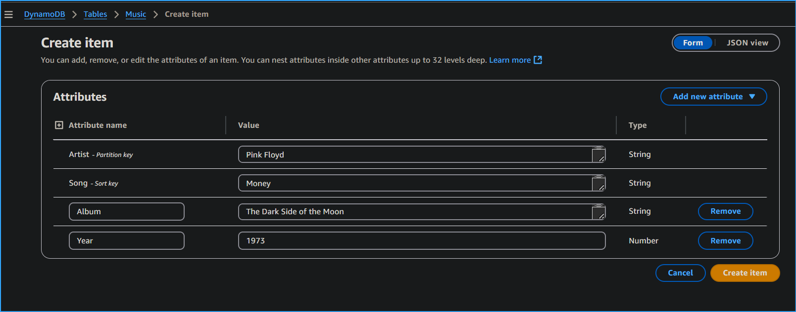 Added Attributes to Item