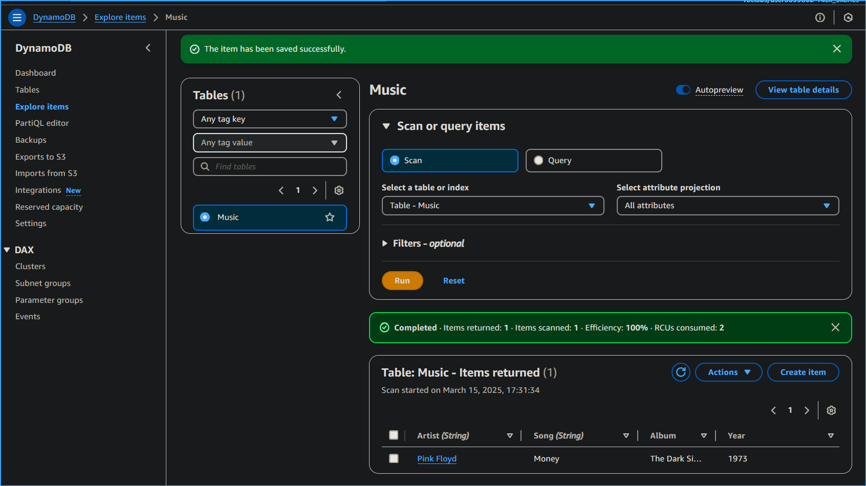 Item Saved Successfully