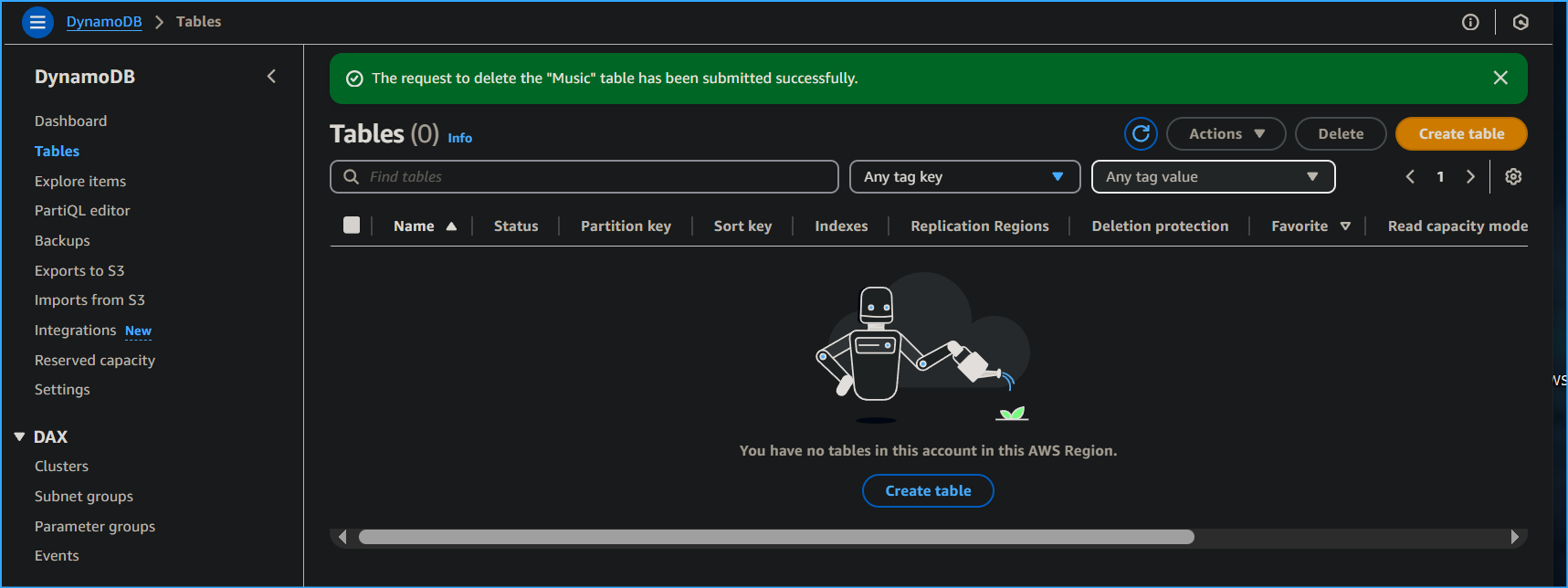 Table Deleted Successfully