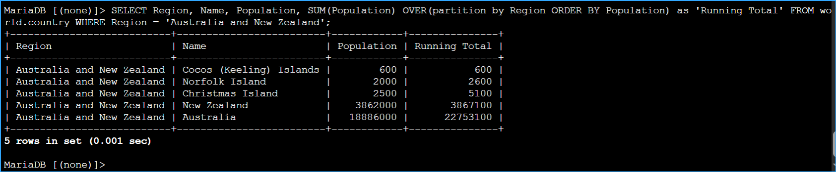 Running Sum with Over