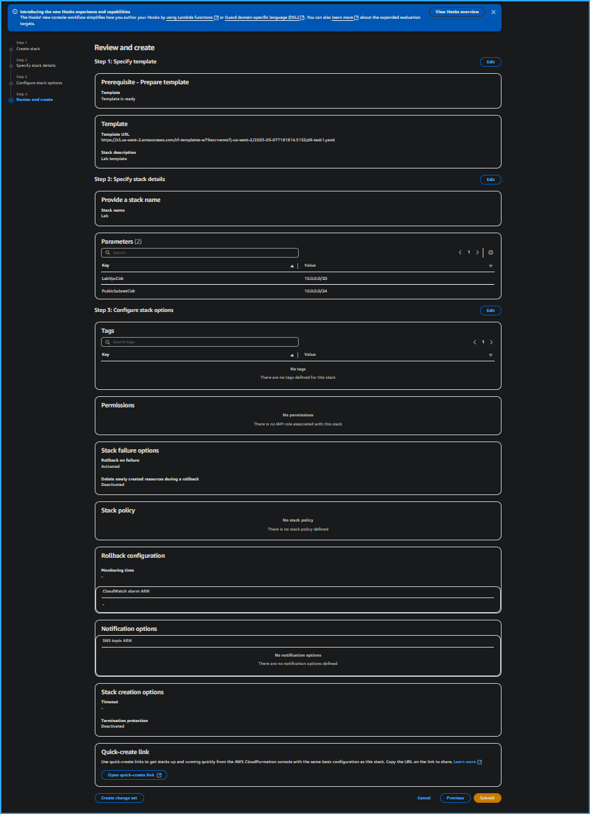 Creating Stack in AWS CloudFormation Four
