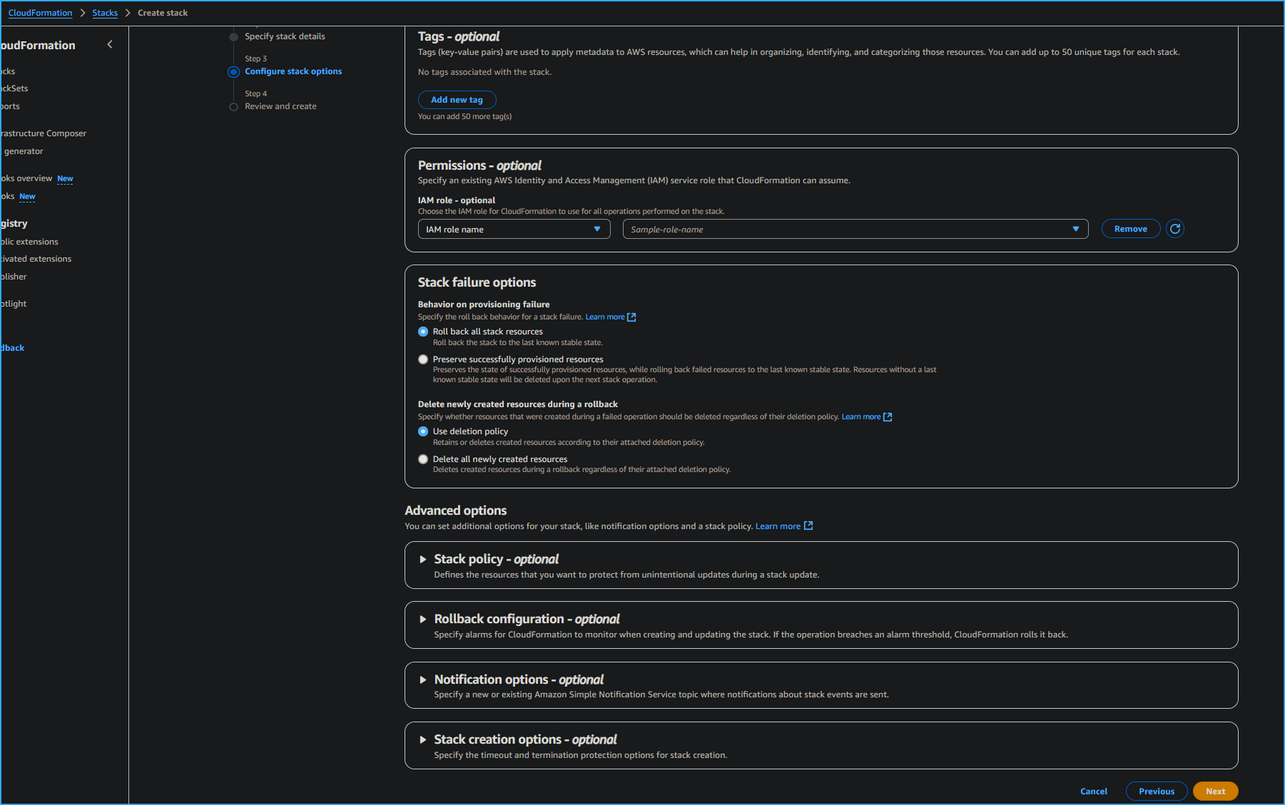 Creating Stack in AWS CloudFormation Three