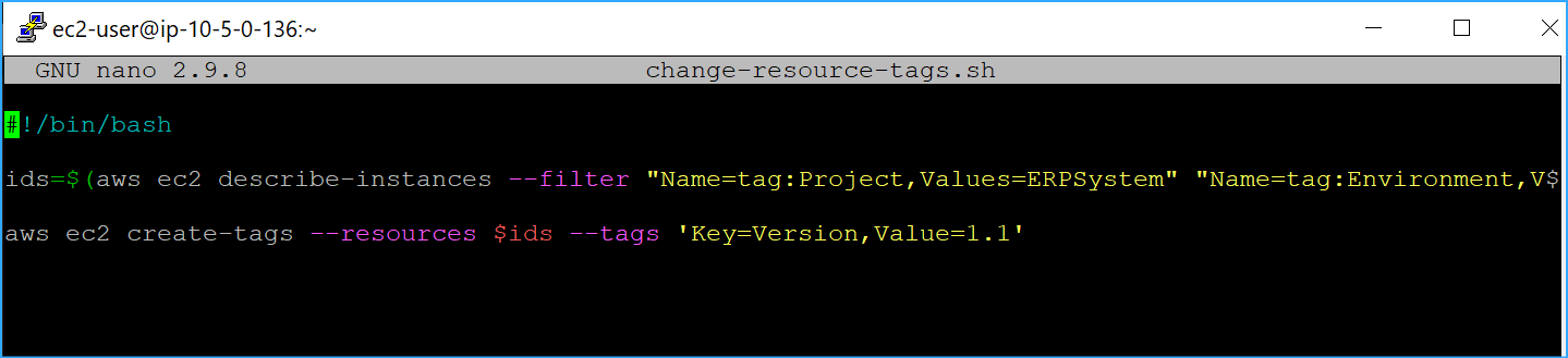 Examined Contents Of Change Resource Tag Script