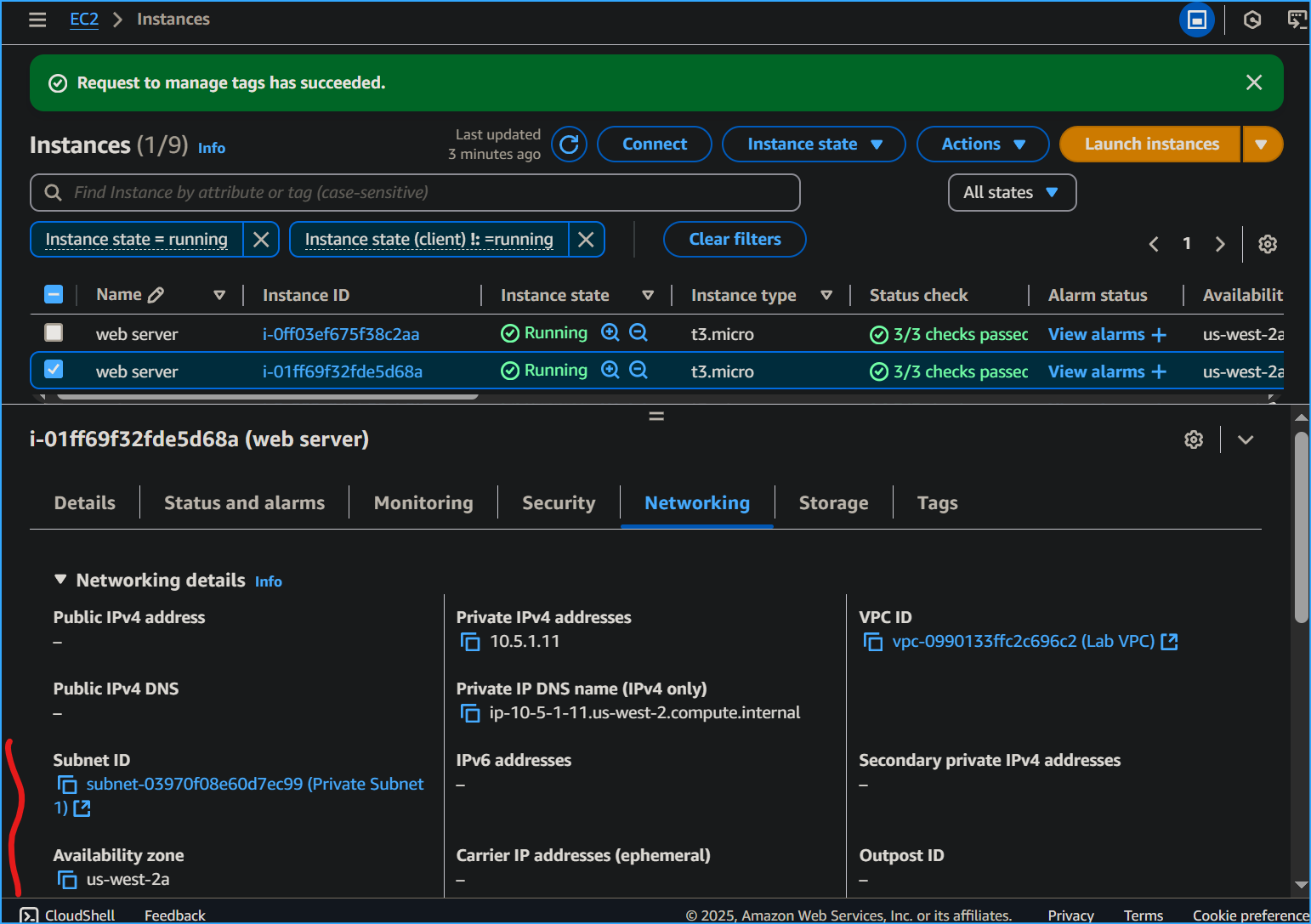 Highlighted All But Last Letter Of AZ And Copied Subnet ID