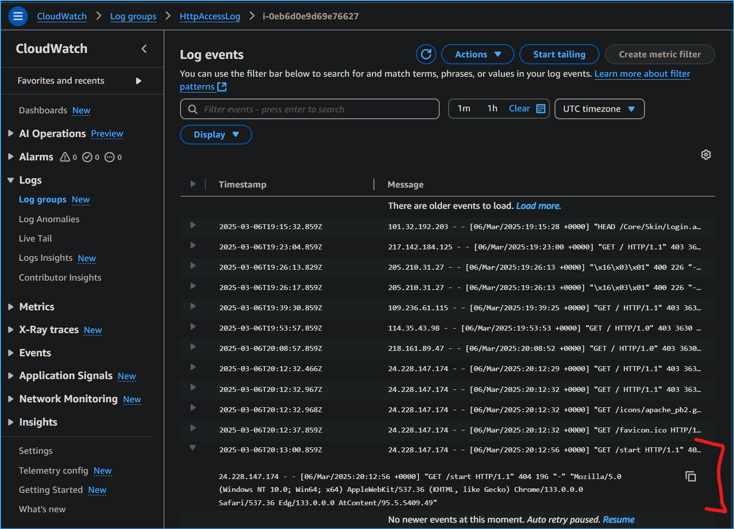 Logstreams Events Show Not Found Error Page
