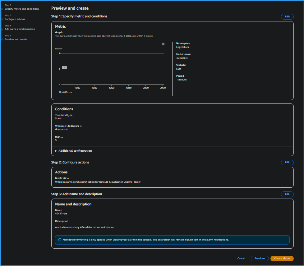 Setting Up Alarm Specifications Four