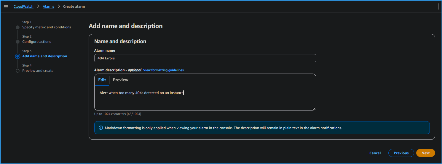 Setting Up Alarm Specifications Three