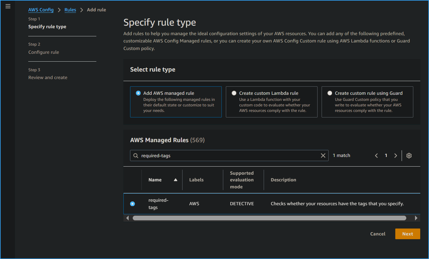 Setting Up Rule for AWS Config One