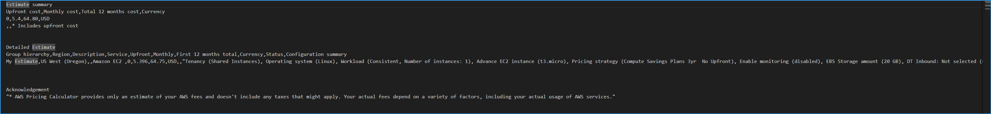 CSV after cost optimization