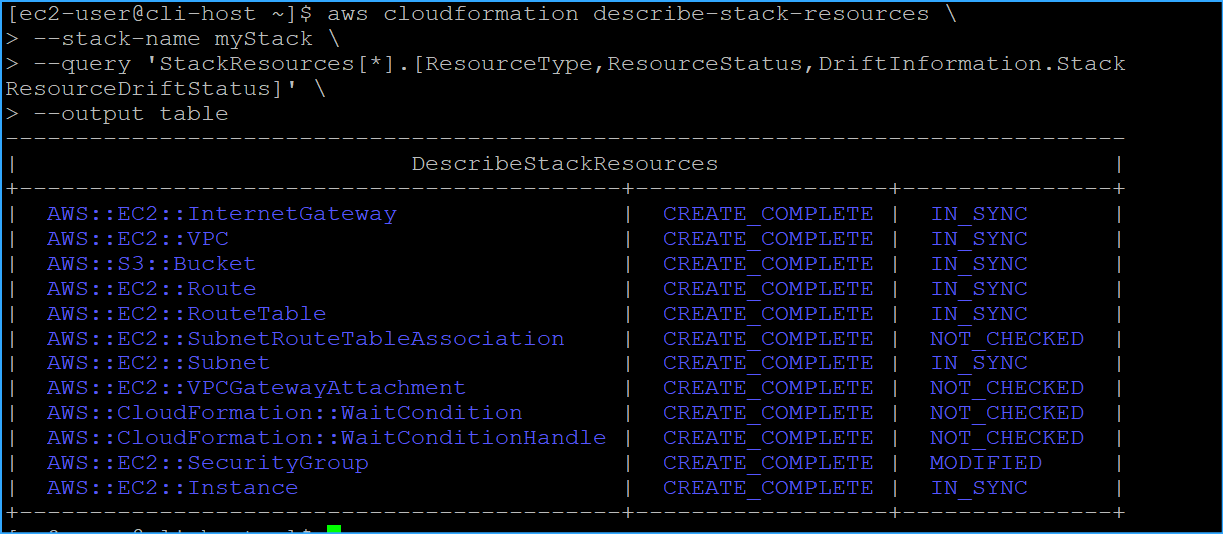 Described stack resources with filtered parameters