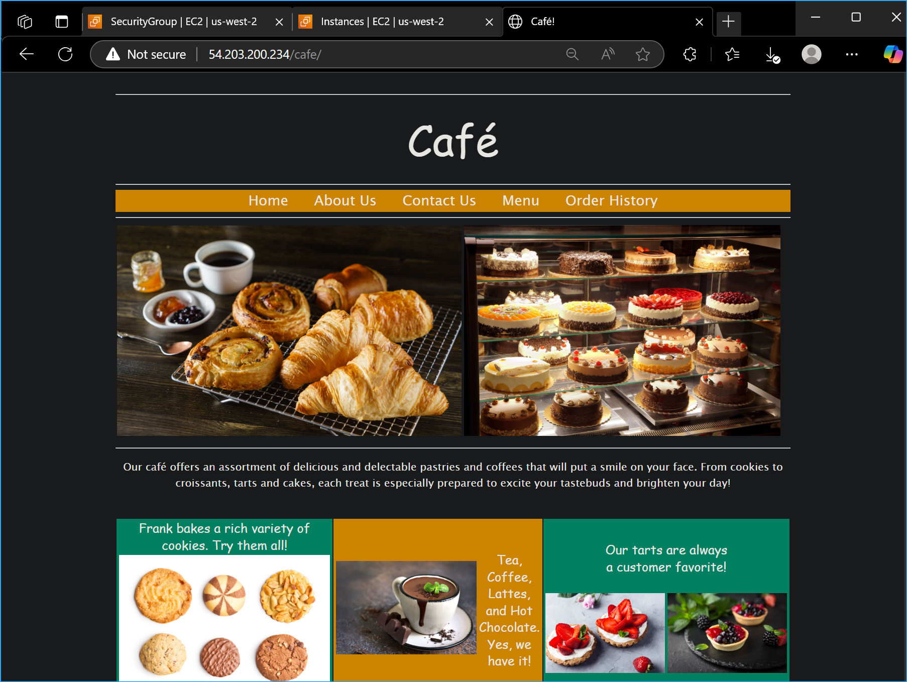 Confirmed cafe website looks normal