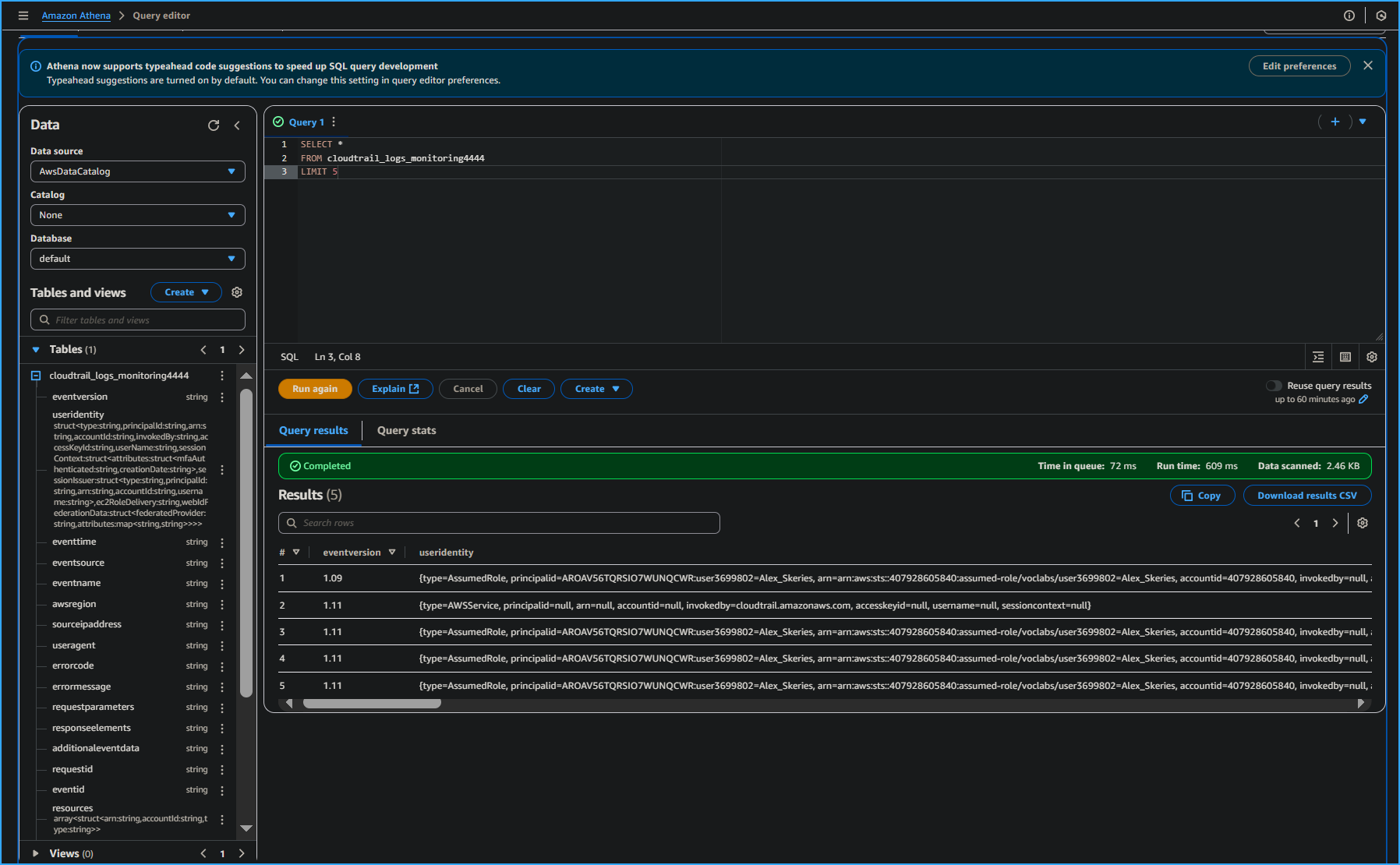 Ran SQL query in editor table