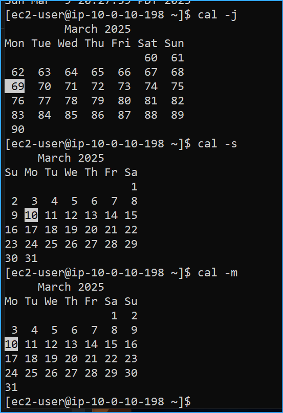 Alternate Views of Calendar