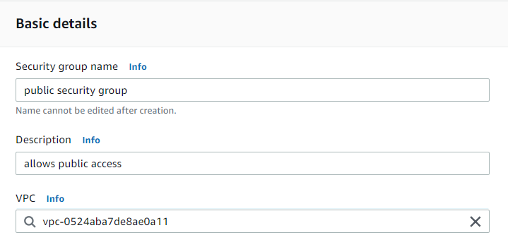 Configuring Basic Details of Security Group