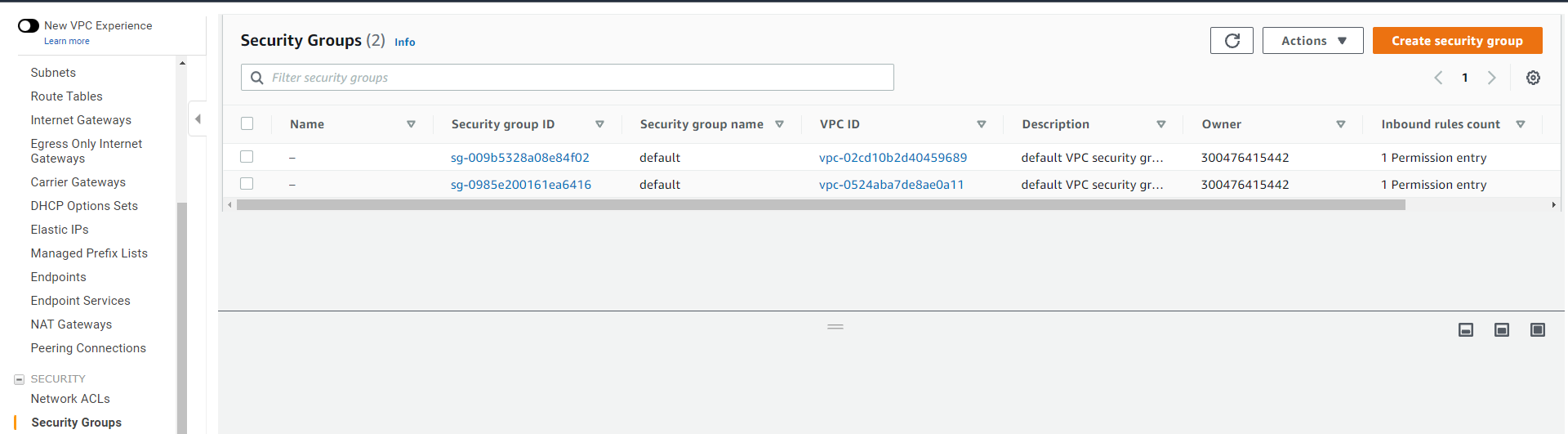 Creating Security Group