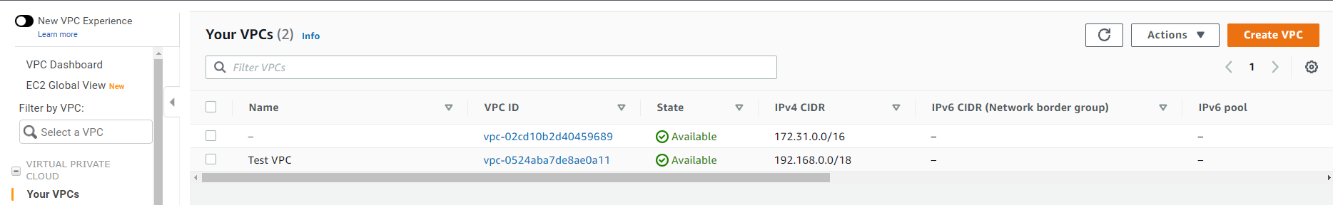 Navigated to VPCs and Selected Create VPC