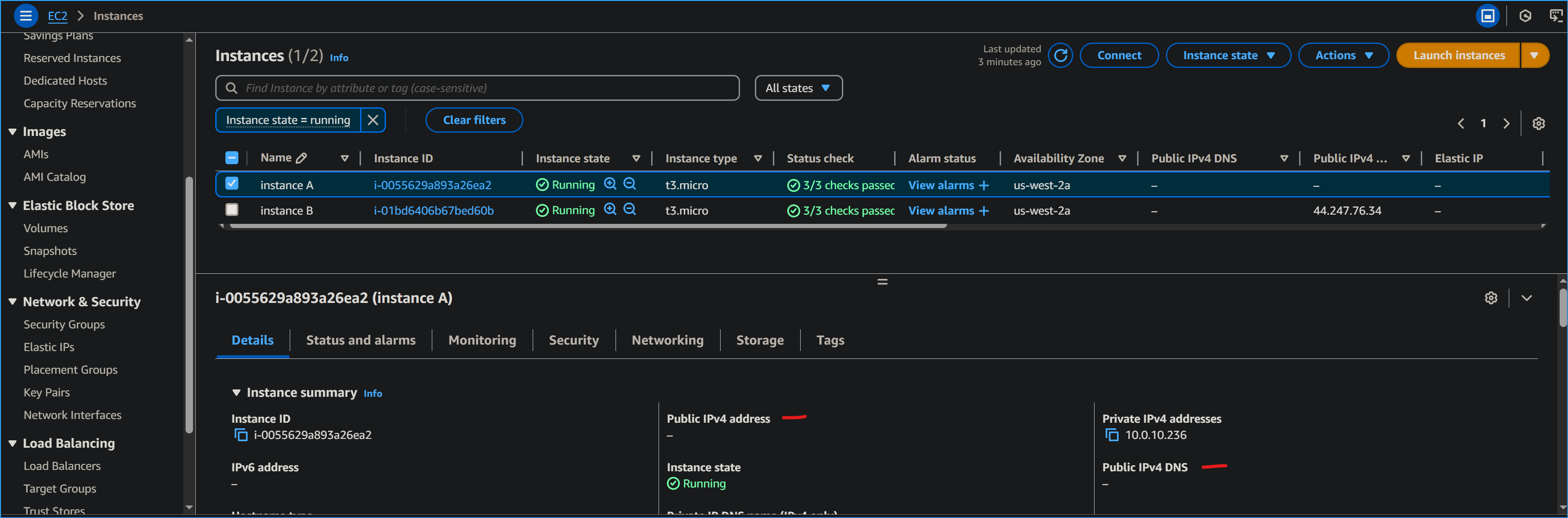 Instance A does not have public IP