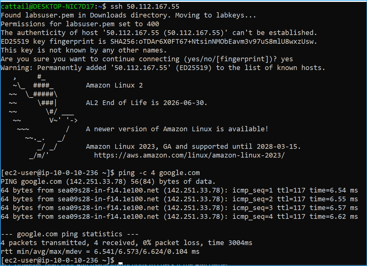 Instance A now has internet connectivity