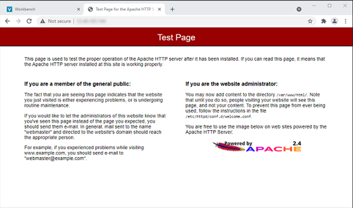 Test Page of Apache HTTP Server Successfully Installed