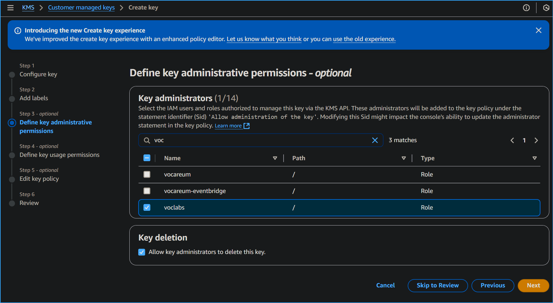 Defining Key Admin Permissions