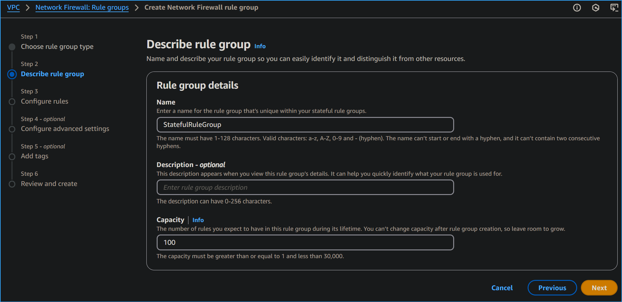 Setting Rule Group Details