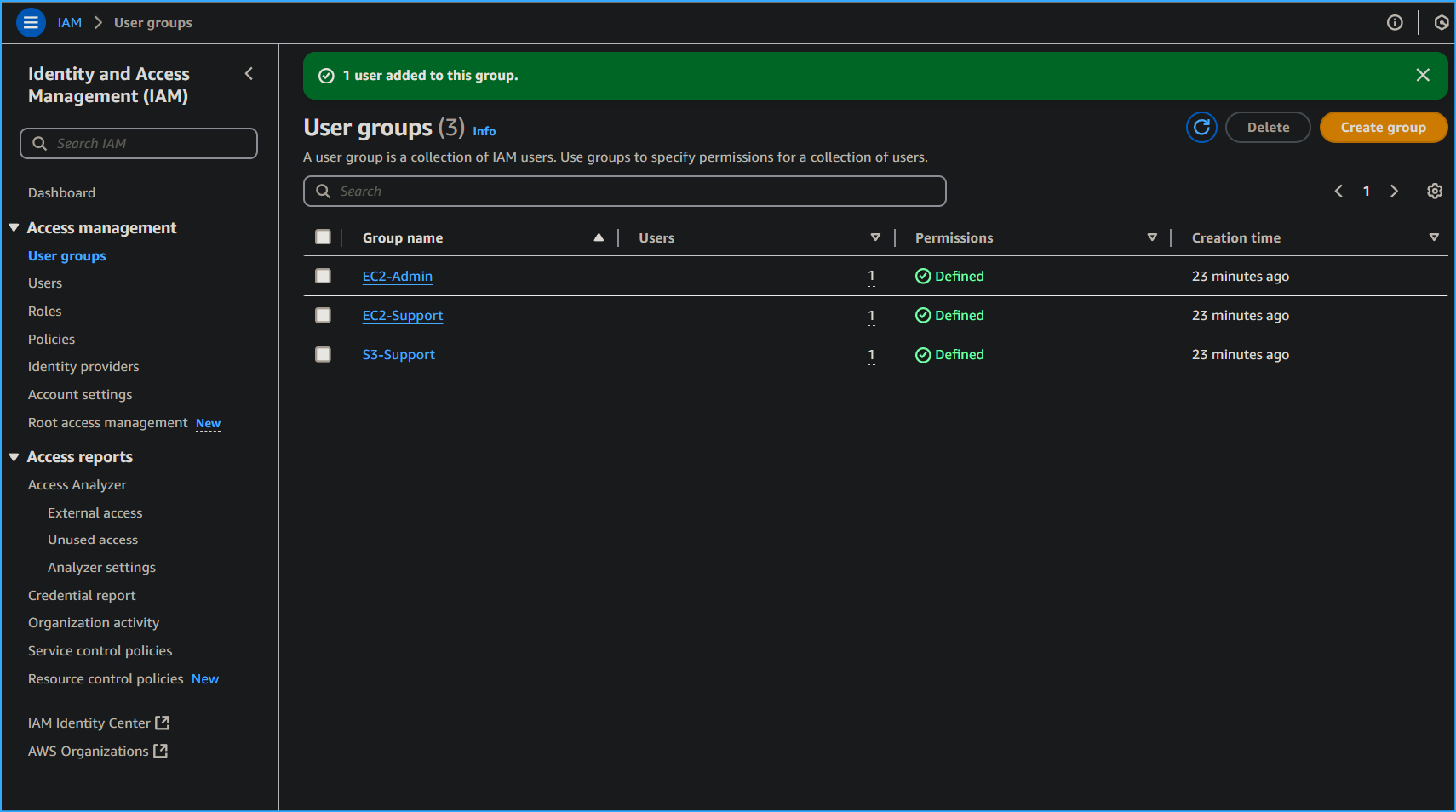 Users Have Been Assigned to Their Respective User Group