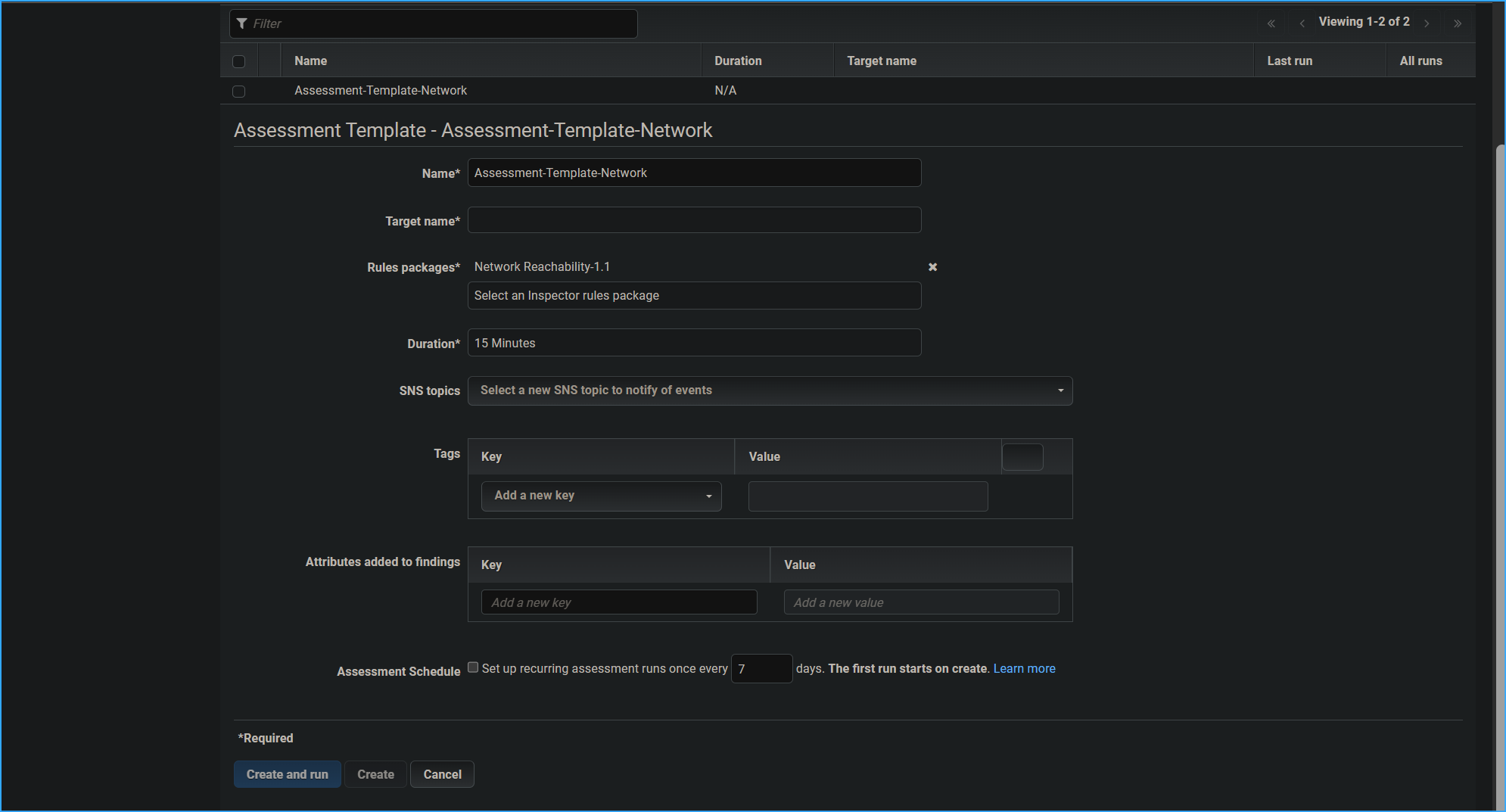 Define assessment template