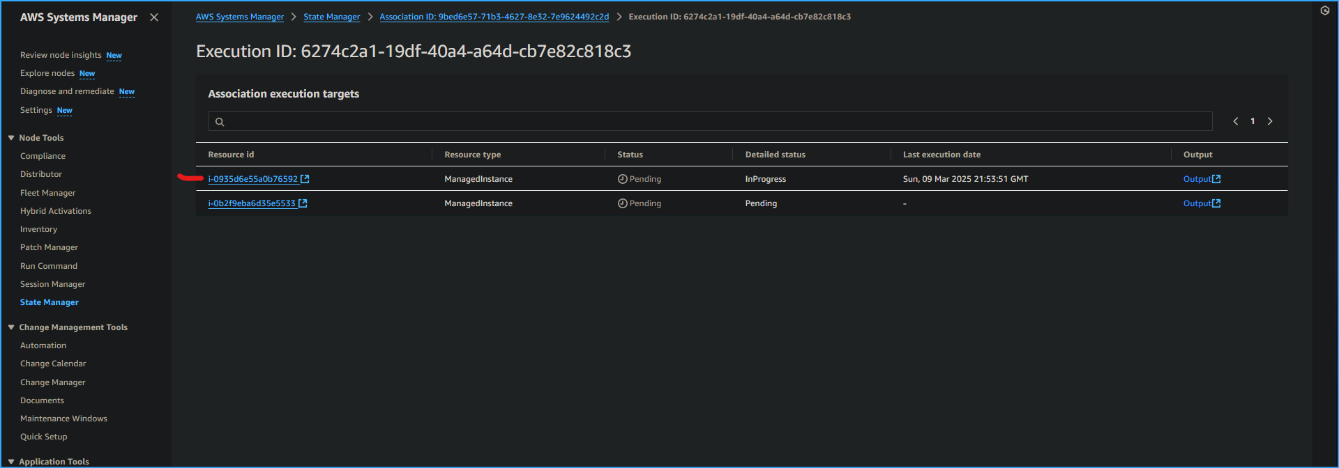 Execution ID Page I Will Be Selecting That One