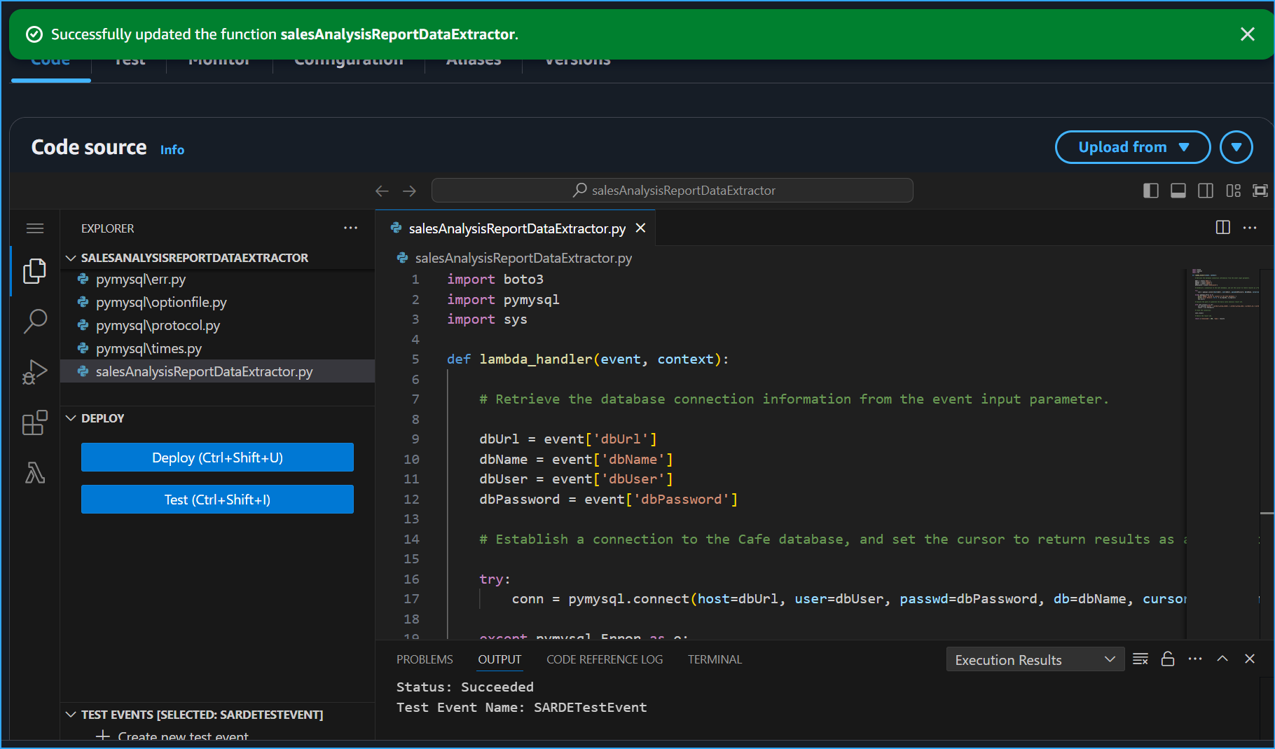 My Lambda Package Code After Fully Extracted And Successful Execution