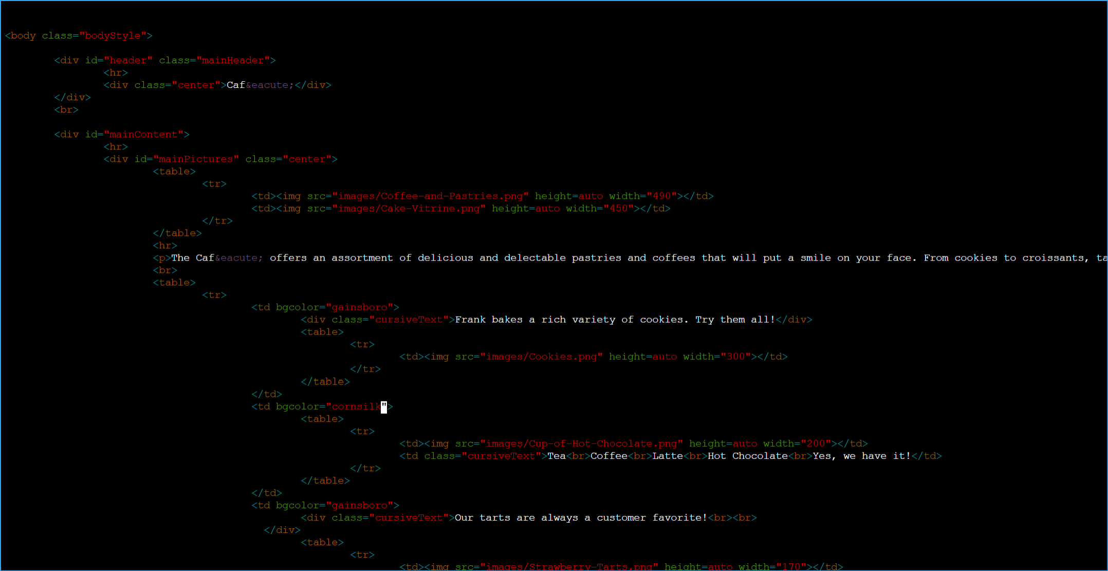 Changed what was aquamarine and orange background color to gainsboro and cornsilk in Vim