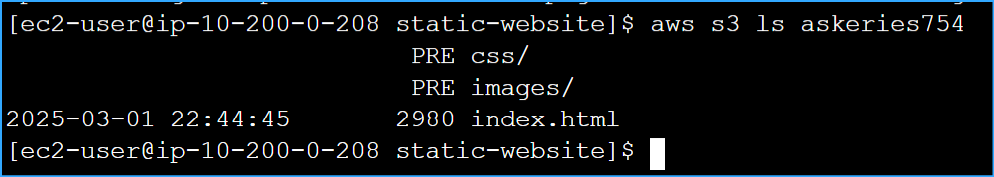 Verified files were uploaded to bucket