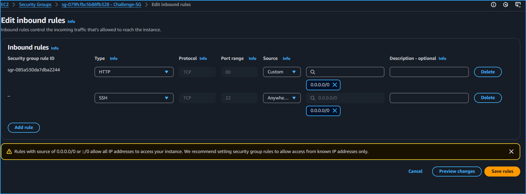 Added SSH to Inbound Rules